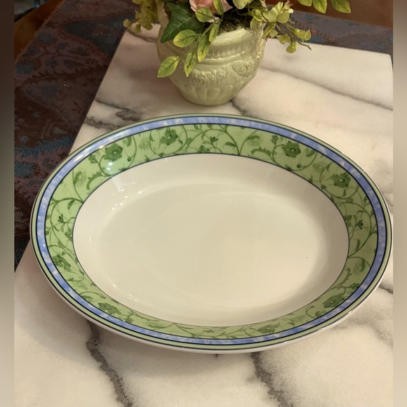 WEDGWOOD WATERCOLOUR OVAL VEGETABLE BOWL GREEN/BLUE - Picture 2 of 8
